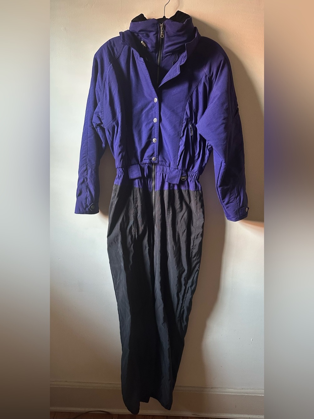 Vintage 80s Nils Skiwear One Piece Ski Suit Velvet Collar